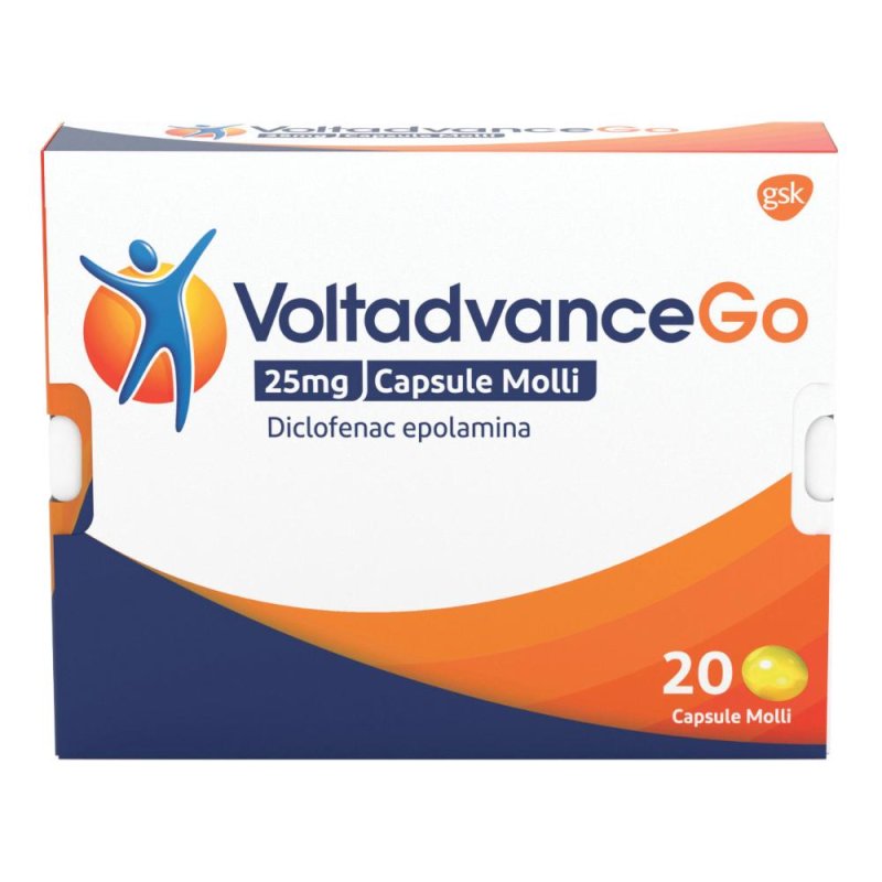VoltadvanceGo Antinfiammatorio Diclofenac Mal Di Schiena Cervicale 20 Capsule Molli VoltadvanceGo Antinfiammatorio Diclofenac Mal Di Schiena Cervicale 20 Capsule Molli