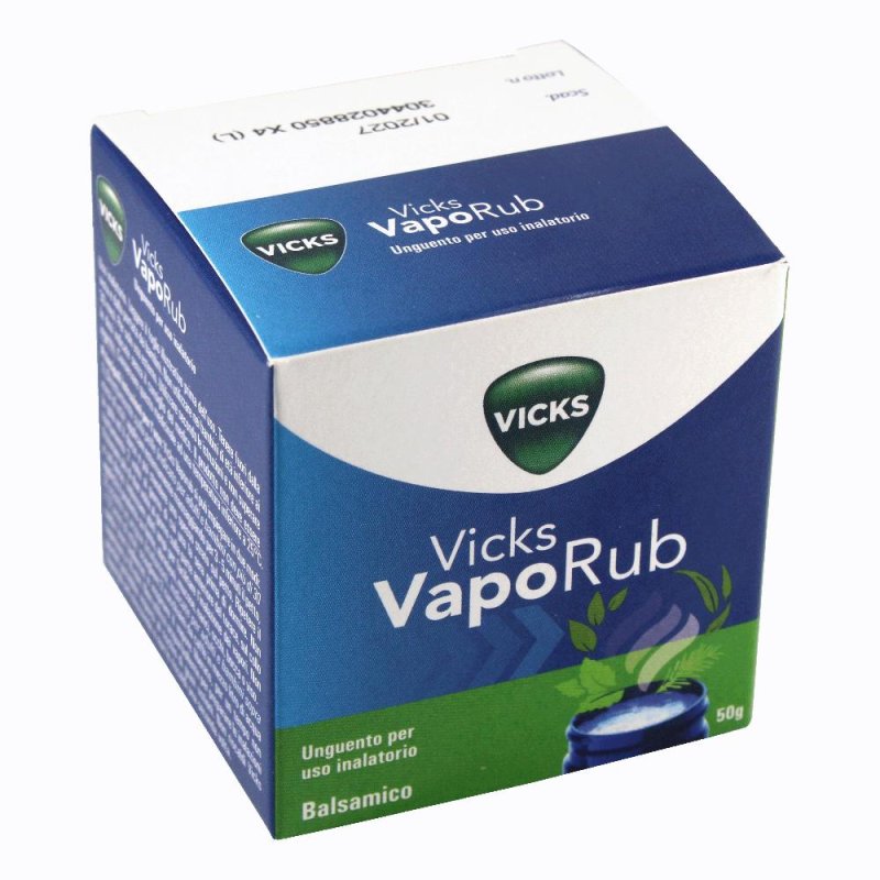 Vicks Vaporub Unguento Balsamico per Uso Inalatorio Rimedio per Raffreddore Mal di Gola Tosse e Naso Chiuso 50g