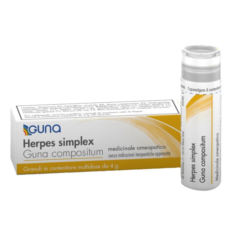 Guna Herpes Simplex rimedio omeopatico 4 g trattamento naturale per herpes labiale e genitale Guna Herpes Simplex rimedio omeopatico 4 g trattamento naturale per herpes labiale e genitale