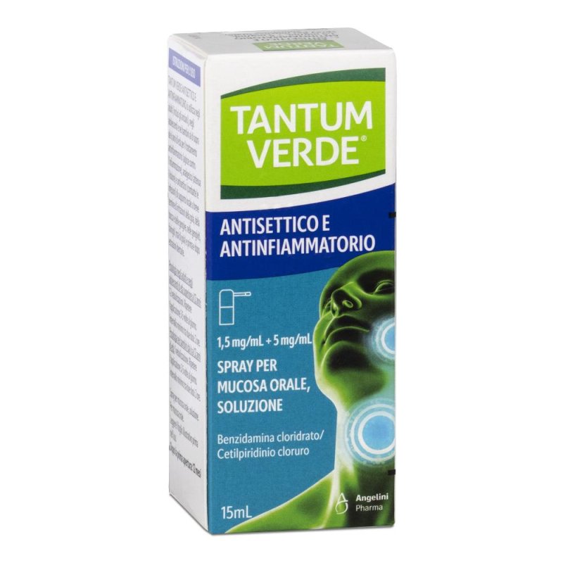 Tantum Verde Antisettico e Antinfiammatorio Spray Sollievo Dolore Bocca e Gola 15ml