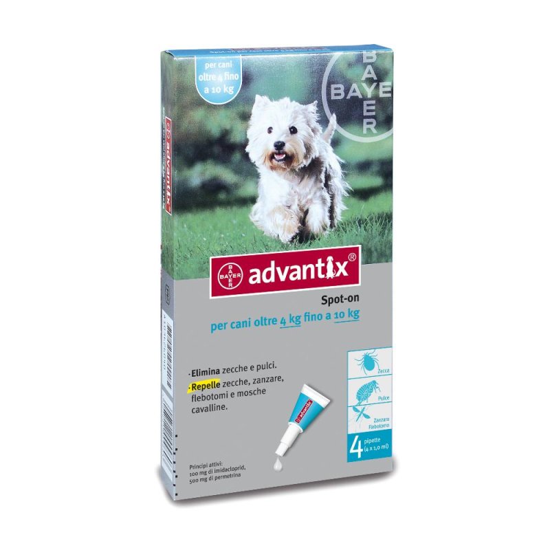 Advantix Spot-On Antiparassitario per Cani 4-10 kg - 4 pipette 1 ml Advantix Spot-On Antiparassitario per Cani 4-10 kg - 4 pipette 1 ml