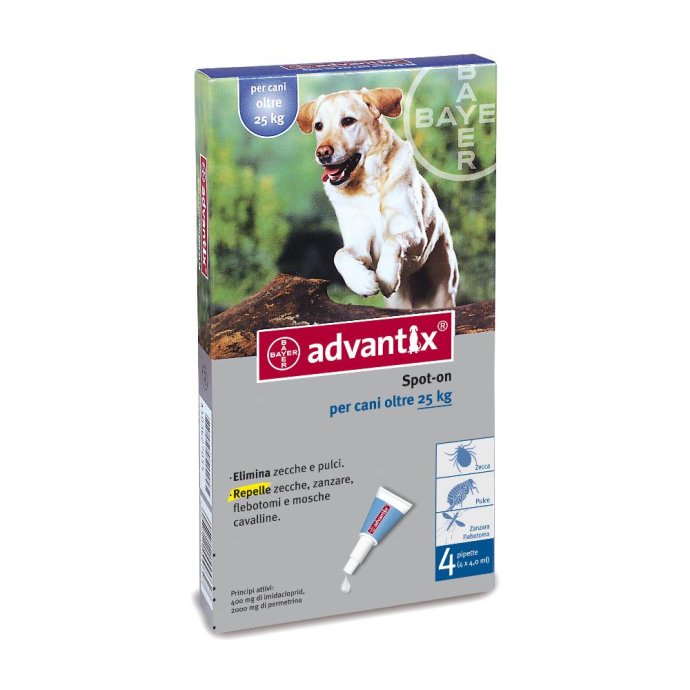 Advantix Spot-On Antiparassitario per Cani dai 25 ai 40 kg - 4 pipette da 4 ml Advantix Spot-On Antiparassitario per Cani dai 25 ai 40 kg - 4 pipette da 4 ml