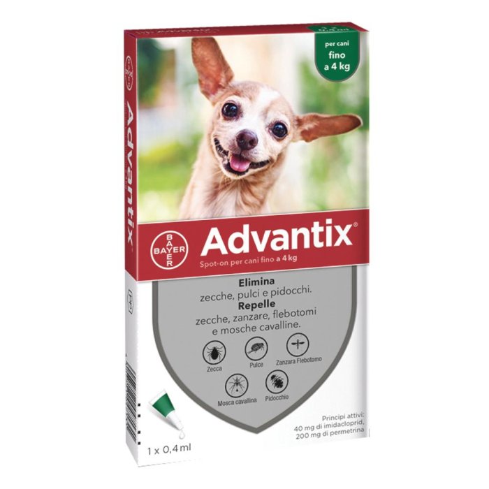 Advantix - Antiparassitario Spot On per Cani Fino a 4 Kg Confezione 1 Pipetta Advantix - Antiparassitario Spot On per Cani Fino a 4 Kg Confezione 1 Pipetta
