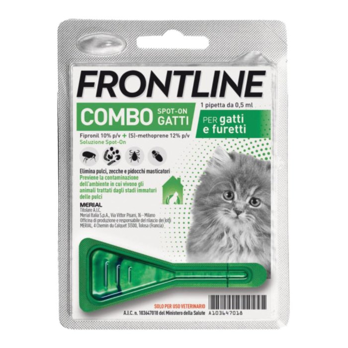 Frontline combo gatti e furetti 1 pipetta 0,5 ml antiparassitario spot-on