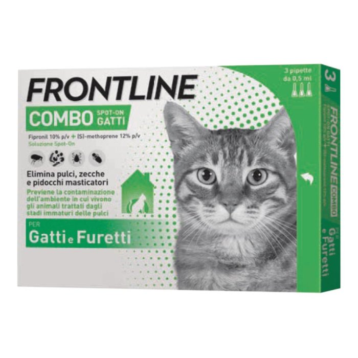 Frontline Combo spot-on gatti/furetti 3 pipette da 0,5 ml antiparassitario contro pulci, zecche e pidocchi Frontline Combo spot-on gatti/furetti 3 pipette da 0,5 ml antiparassitario contro pulci, zecche e pidocchi