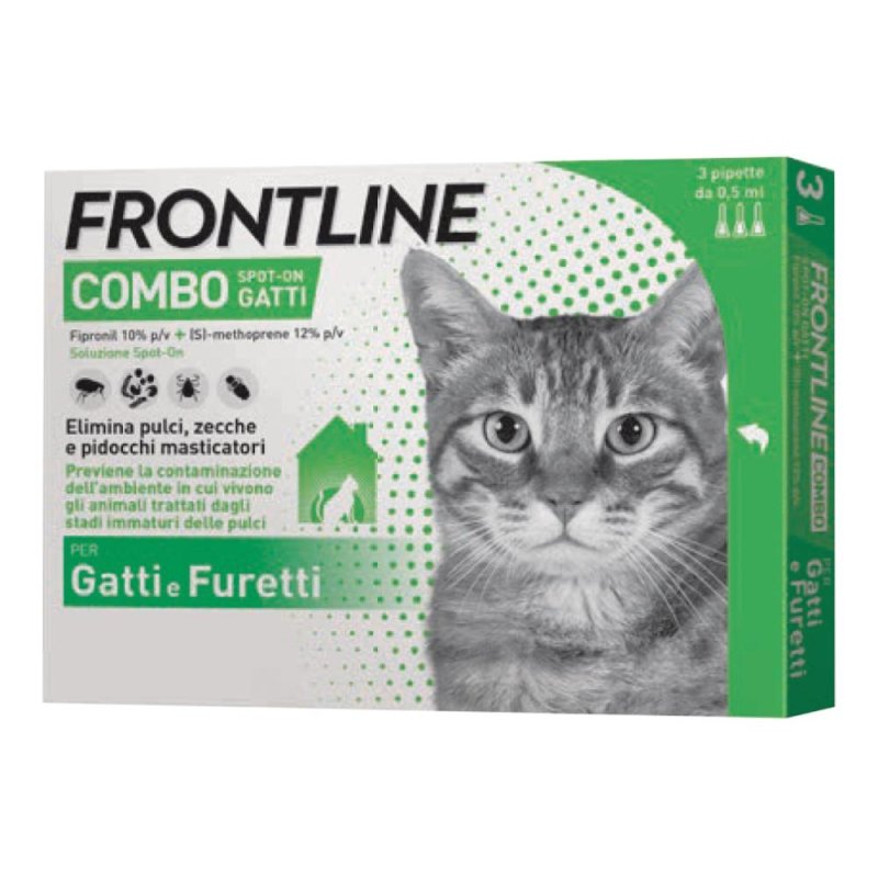Frontline Combo spot-on gatti/furetti 3 pipette da 0,5 ml antiparassitario contro pulci, zecche e pidocchi Frontline Combo spot-on gatti/furetti 3 pipette da 0,5 ml antiparassitario contro pulci, zecche e pidocchi