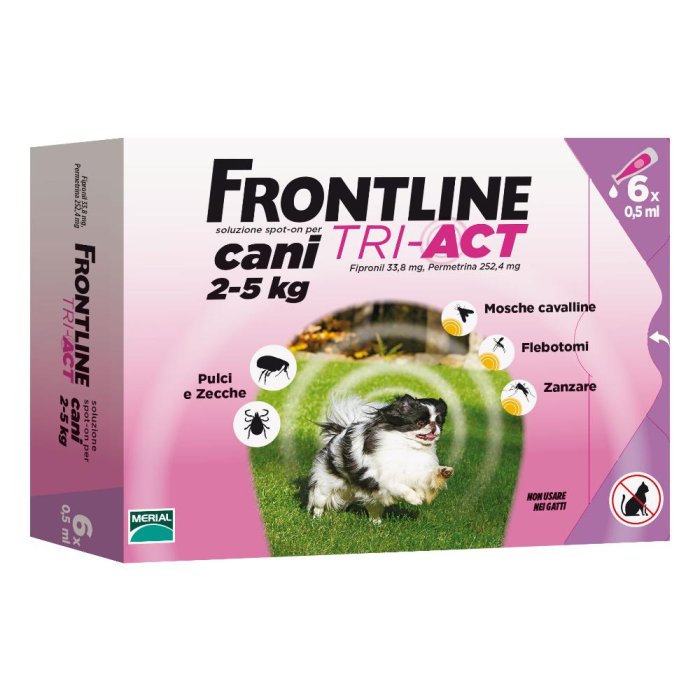 Frontline Tri Act Cane 2-5 kg Antiparassitario Spot-On 6 Pipette 0,5 ml Contro Pulci Zecche Pappataci e Zanzare Frontline Tri Act Cane 2-5 kg Antiparassitario Spot-On 6 Pipette 0,5 ml Contro Pulci Zecche Pappataci e Zanzare