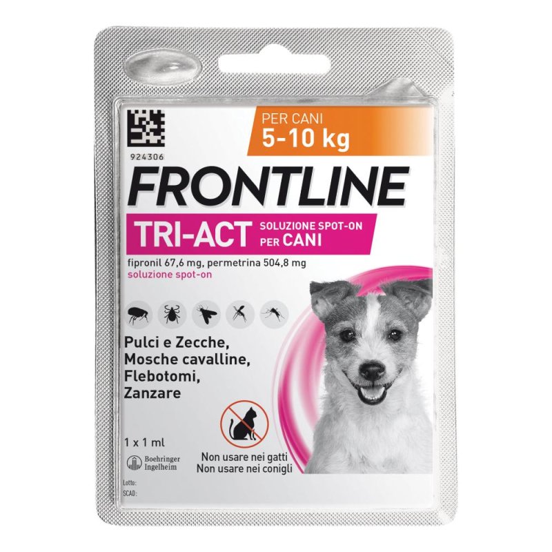 Frontline Tri-Act 1 pipetta cani 5-10 kg - antiparassitario spot-on per cani medi Frontline Tri-Act 1 pipetta cani 5-10 kg - antiparassitario spot-on per cani medi