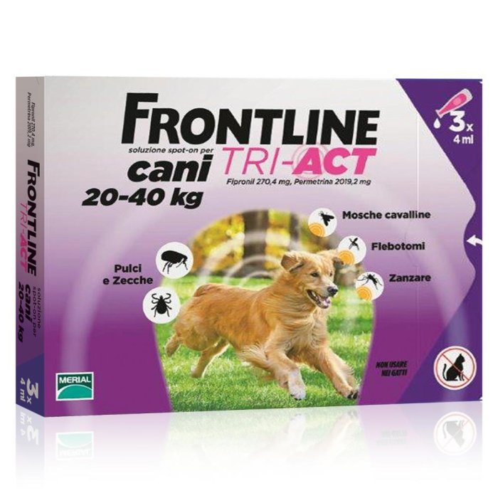 Frontline Tri Act per Cani Grandi 20-40 kg 3 Pipette da 4 millilitri Antiparassitario Spot On contro Pulci Zecche e Pappataci Frontline Tri Act per Cani Grandi 20-40 kg 3 Pipette da 4 millilitri Antiparassitario Spot On contro Pulci Zecche e Pappataci
