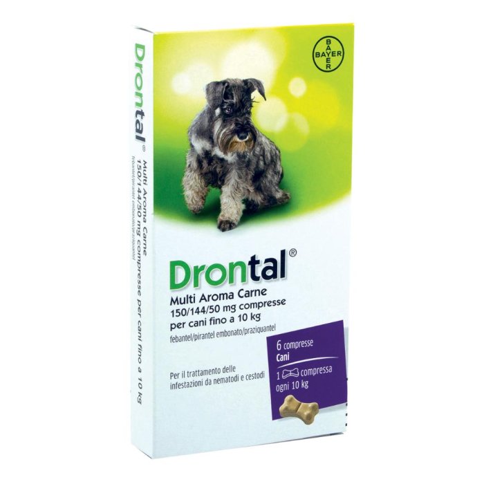 Drontal Multi aroma carne 6 compresse - vermifugo per cani di piccola taglia Drontal Multi aroma carne 6 compresse - vermifugo per cani di piccola taglia