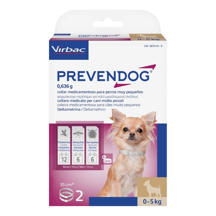 Prevendog Collare Antiparassitario per Cani di Piccola Taglia 35 cm Confezione da 2 Pezzi Prevendog Collare Antiparassitario per Cani di Piccola Taglia 35 cm Confezione da 2 Pezzi