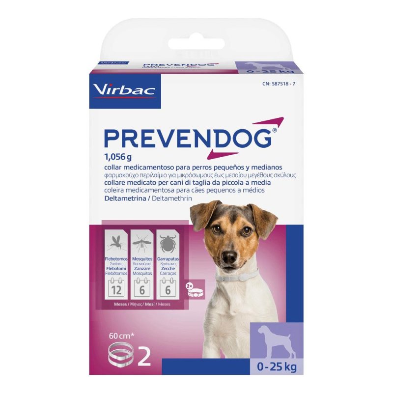 Prevendog Collare Antiparassitario per Cani 60 cm Taglia Media e Grande Confezione da 2