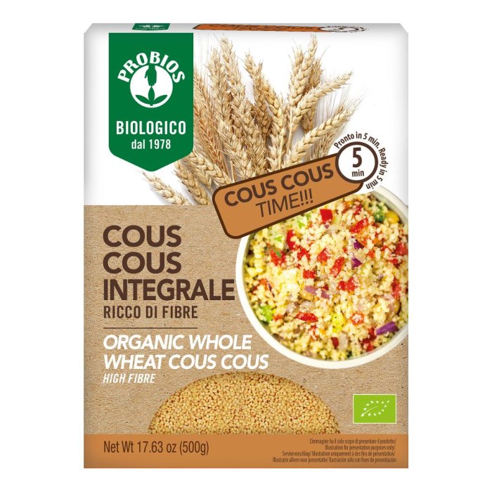 Cous cous integrale 500 g - Couscous preparato con semola di grano duro Cous cous integrale 500 g - Couscous preparato con semola di grano duro