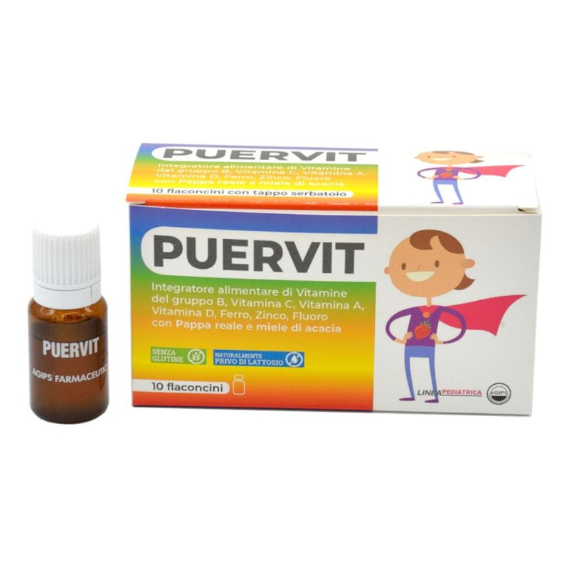 Puervit Integratore Ricostituente per Bambini, 10 Flaconcini Puervit Integratore Ricostituente per Bambini, 10 Flaconcini