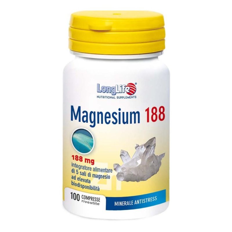 LongLife Magnesium 188 Integratore con 5 Sali di Magnesio 100 Compresse LongLife Magnesium 188 Integratore con 5 Sali di Magnesio 100 Compresse