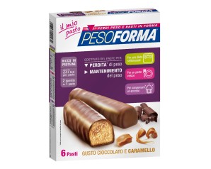Pesoforma  Alimentazione Dietetica 12 Barrette Cioccolato e Caramello