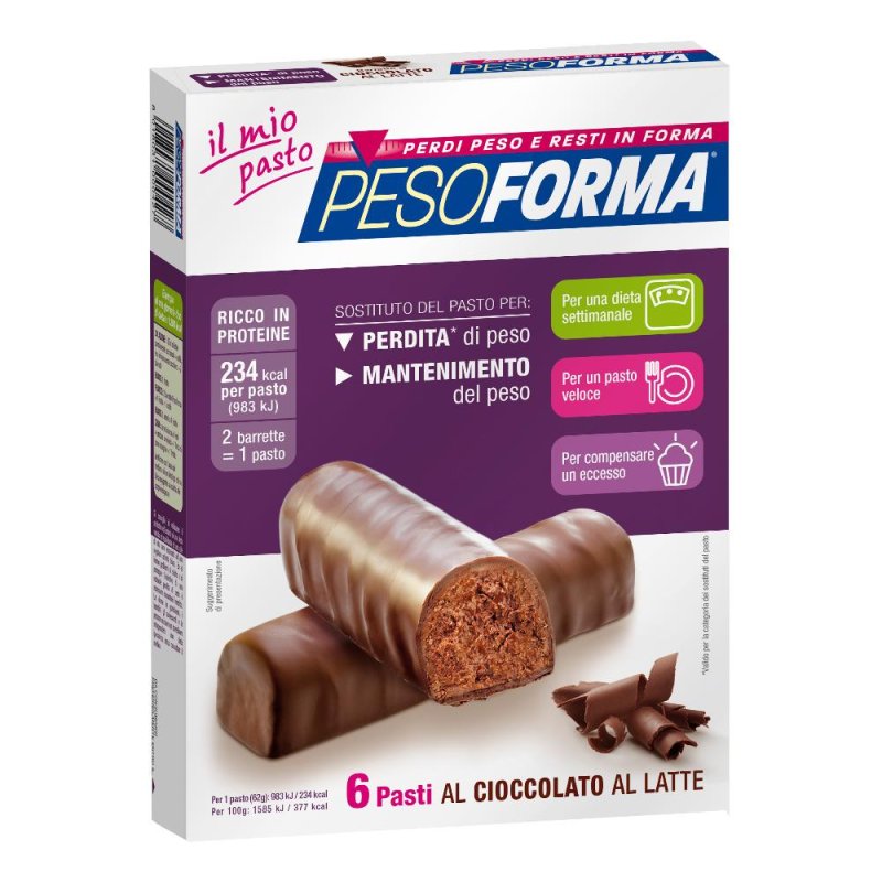Pesoforma 12 Barrette Cioccolato al Latte Alimentazione Dietetica Pesoforma 12 Barrette Cioccolato al Latte Alimentazione Dietetica