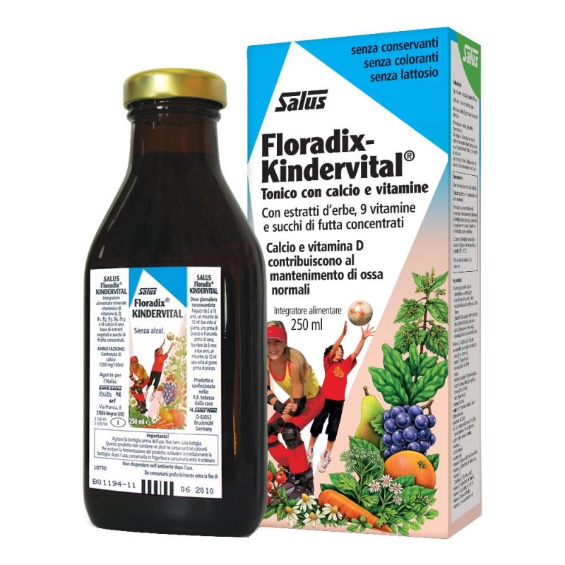 Floradix-Kindervital - Integratore per Bambini con Calcio, Vitamina D e Vitamine B (250 ml)