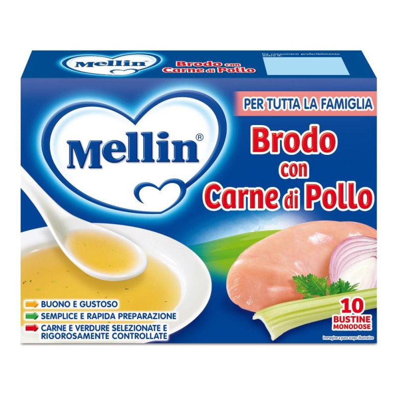 Mellin Brodo Carne Pollo 10 Bustine X 5 G Mellin Brodo Carne Pollo 10 Bustine X 5 G