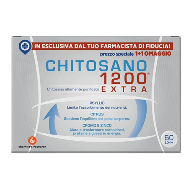 Chemist's Research Chitosano 1200 Extra Integratore Alimentare per Perdere Peso 60 Compresse
