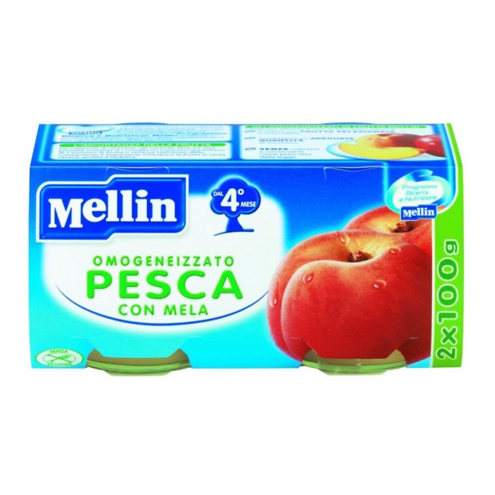 Mellin Omogeneizzato Pesca Mela 2&times;100 g  Alimento per l&rsquo;infanzia