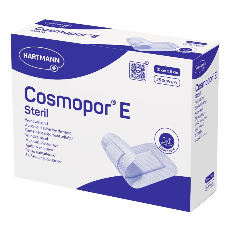 Cosmopor E cerotti adesivi Steril 10 x 8 cm confezione da 25 pezzi &ndash; medicazione post operatoria sterile traspirante