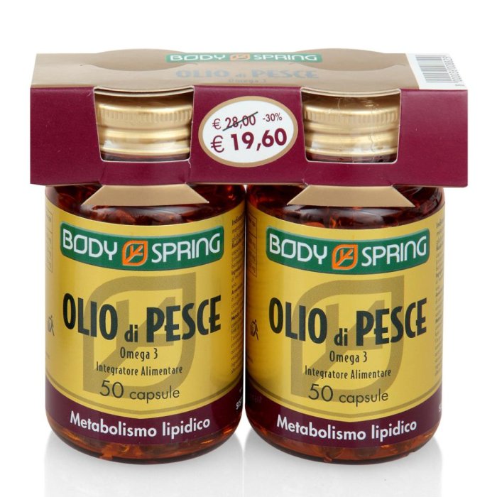 Body Spring  Colesterolo Olio di Pesce Omega3 Integratore 2x50 Capsule
