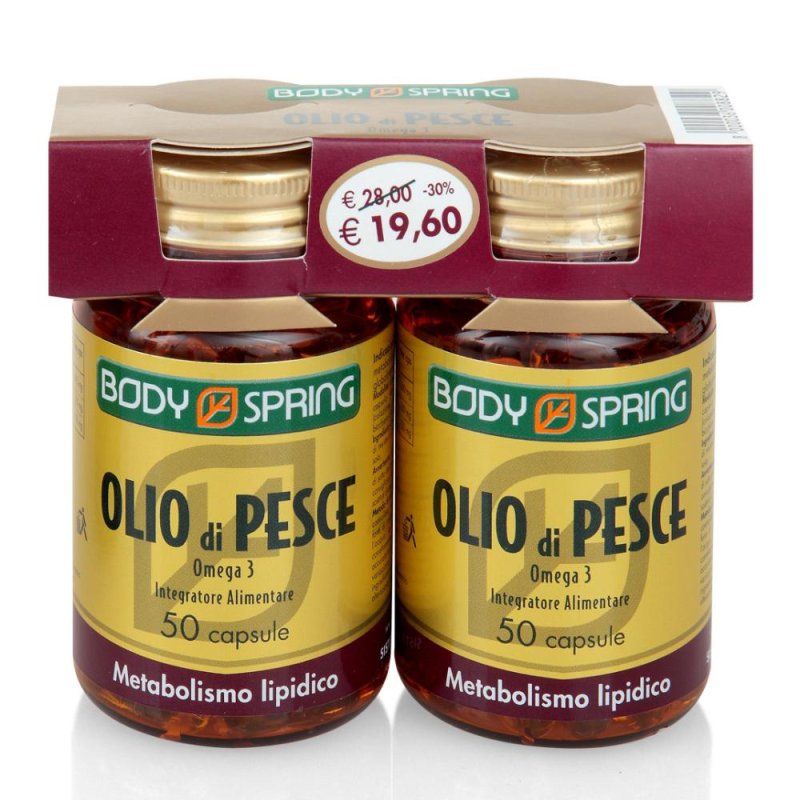 Body Spring  Colesterolo Olio di Pesce Omega3 Integratore 2x50 Capsule