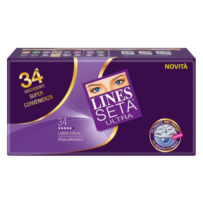 Lines Seta Ultra Lungo 34 Pezzi – the Assorbenti Igienici Ultra Sottili con Ali per Flusso Abbondante e Pelle Sensibile Lines Seta Ultra Lungo 34 Pezzi – the Assorbenti Igienici Ultra Sottili con Ali per Flusso Abbondante e Pelle Sensibile