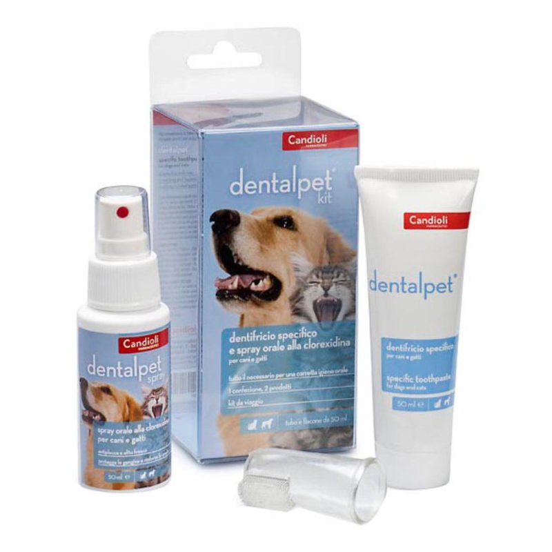 Dentalpet Kit Dentifricio 50 ml+spray Orale 50 ml+1 Ditale Dentalpet Kit Dentifricio 50 ml+spray Orale 50 ml+1 Ditale