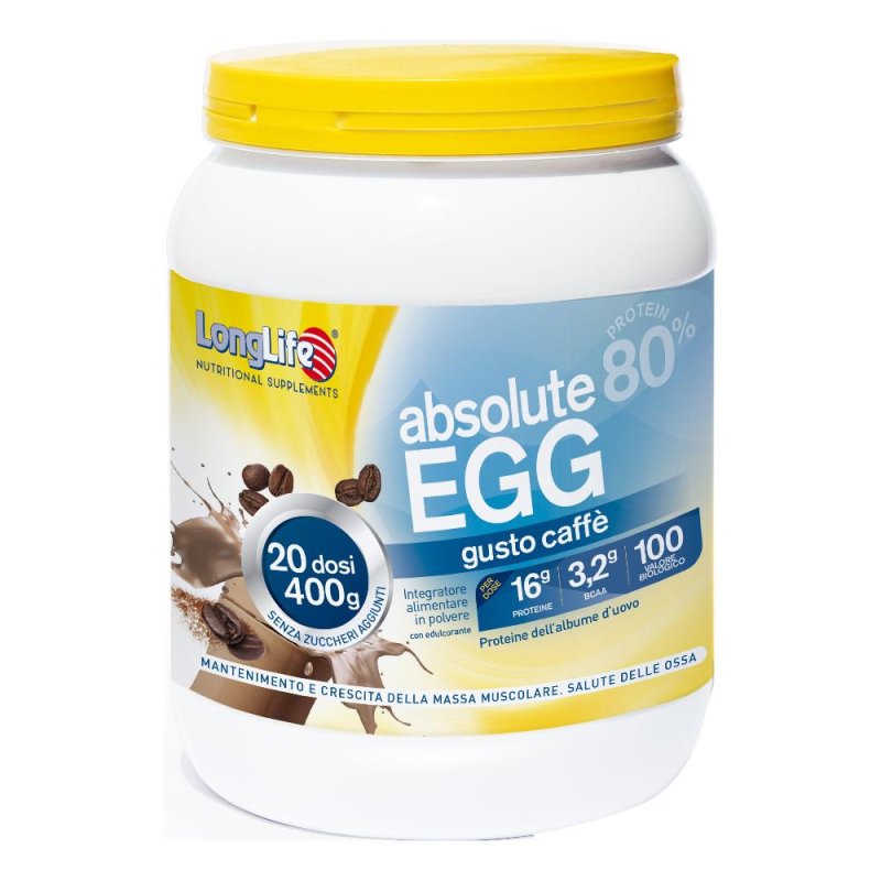 LongLife Absolute Egg Integratore di Proteine 80% gusto Caffe 400g LongLife Absolute Egg Integratore di Proteine 80% gusto Caffe 400g