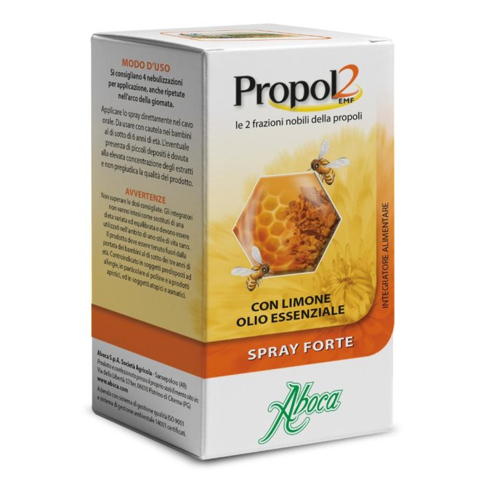 Propol2 EMF spray forte 30 ml al limone e olio essenziale per gola infiammata e irritata - Aboca Spa Propol2 EMF spray forte 30 ml al limone e olio essenziale per gola infiammata e irritata - Aboca Spa