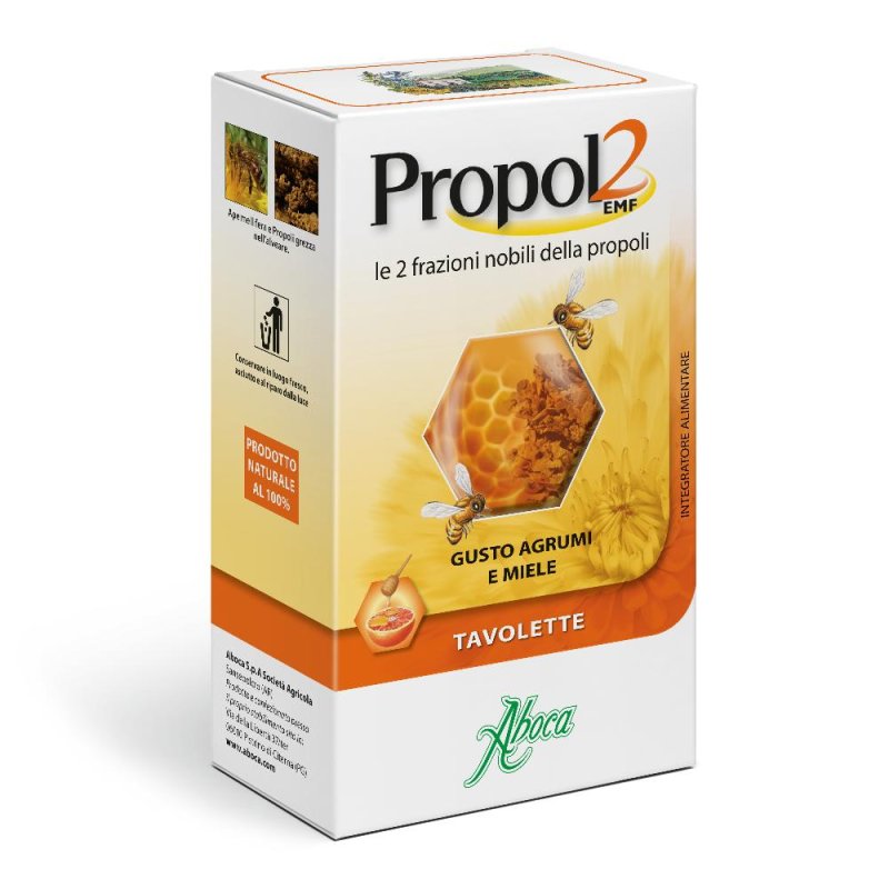 Propol 2 EMF 30 tavolette agli agrumi e miele per sistema immunitario e gola infiammata - Aboca Spa Propol 2 EMF 30 tavolette agli agrumi e miele per sistema immunitario e gola infiammata - Aboca Spa
