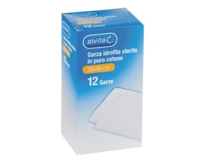 Alvita garza idofila sterile in puro cotone 36x40cm 12 pezzi