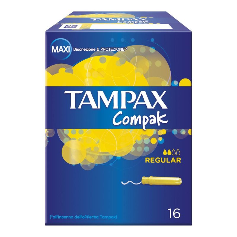 Tampax Compak Regular 16 pezzi assorbenti interni compatti Tampax Compak Regular 16 pezzi assorbenti interni compatti
