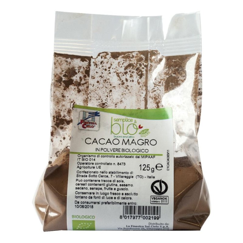 Cacao magro bio in polvere 125 g Sempl&bio biologico per dolci e bevande calde Cacao magro bio in polvere 125 g Sempl&bio biologico per dolci e bevande calde
