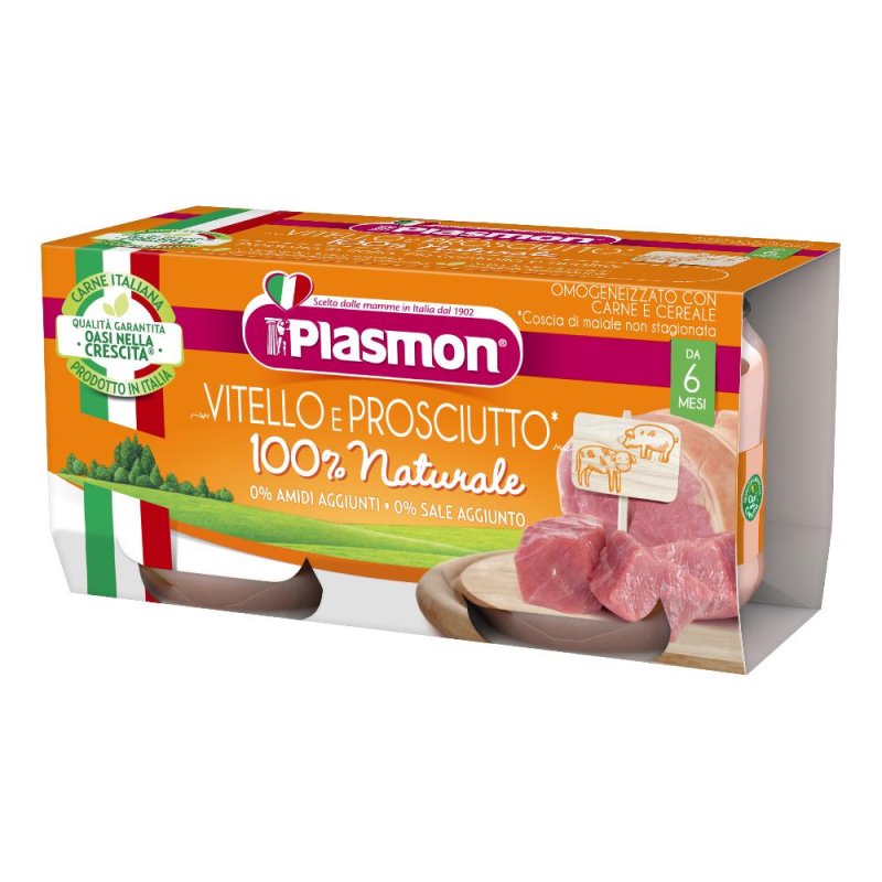 Plasmon Omogeneizzato Vitello E Prosciutto  80 G X 2  &ndash; Baby Food omogeneizzato per lo svezzamento del bambino