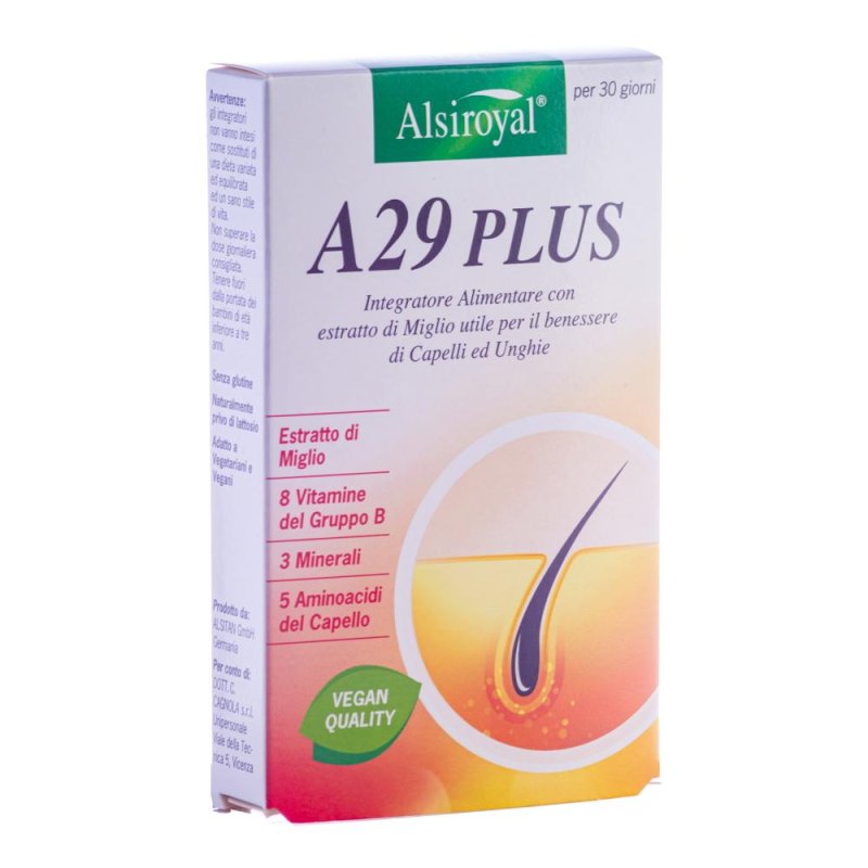 A29 Plus Integratore Alimentare Capelli e Unghie 30 capsule A29 Plus Integratore Alimentare Capelli e Unghie 30 capsule