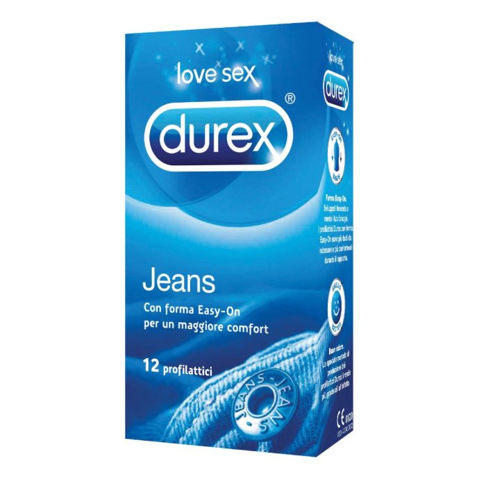 Durex  Classic Jeans Vestibilit&agrave; Easy On Confezione con 12 Profilattici