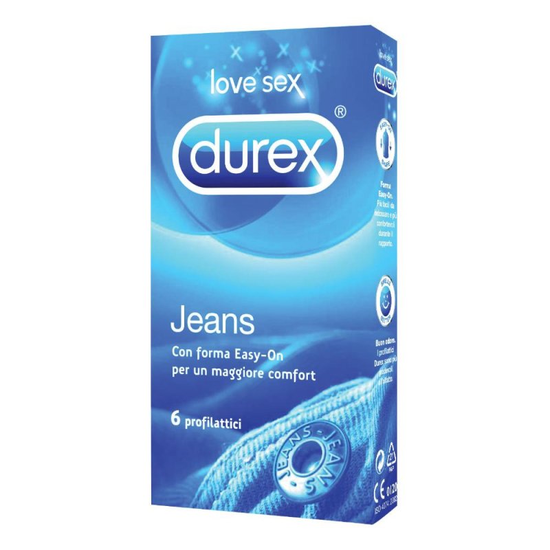 Durex Classic Jeans Vestibilità Easy On Confezione con 6 Profilattici Durex Classic Jeans Vestibilità Easy On Confezione con 6 Profilattici
