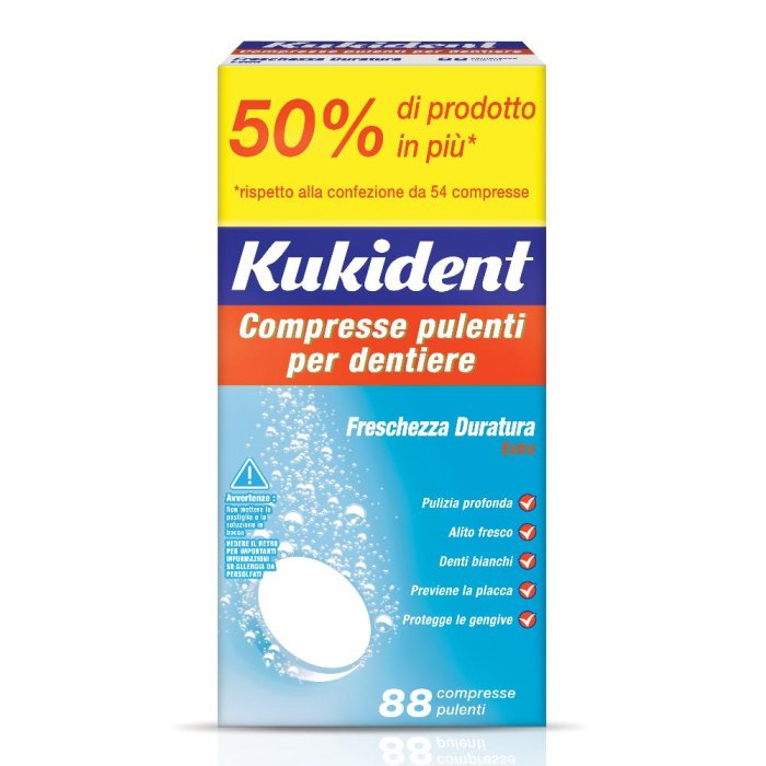 Kukident Protesi Dentali Cleanser Fresh 88 Compresse Pulenti per Dentiere Kukident Protesi Dentali Cleanser Fresh 88 Compresse Pulenti per Dentiere