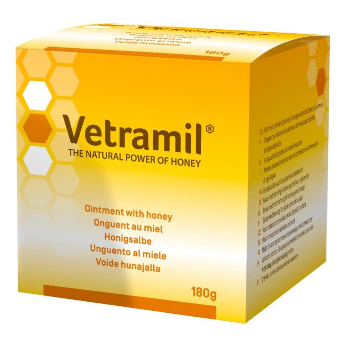 Vetramil Pomata 180 g per Cani e Gatti con Miele Medicale per Cura di Ferite Irritazioni e Dermatiti