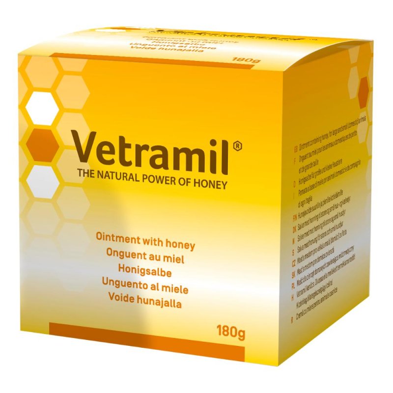 Vetramil Pomata 180 g per Cani e Gatti con Miele Medicale per Cura di Ferite Irritazioni e Dermatiti Vetramil Pomata 180 g per Cani e Gatti con Miele Medicale per Cura di Ferite Irritazioni e Dermatiti