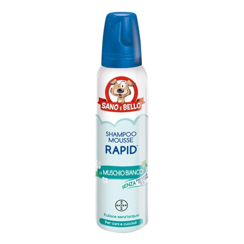 Sano e Bello Shampoo Mousse Rapida Multiuso per Cani e Gatti, Detergente a Secco Senza Risciacquo per Pelo Sano e Bello