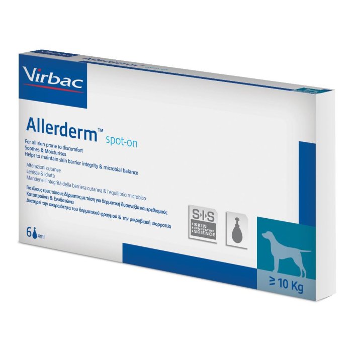 ALLERDERM Spot-On 6 Pipette da 4 ml per Cani e Gatti – Trattamento Dermatologico per Pelle Sensibile e Irritata ALLERDERM Spot-On 6 Pipette da 4 ml per Cani e Gatti – Trattamento Dermatologico per Pelle Sensibile e Irritata