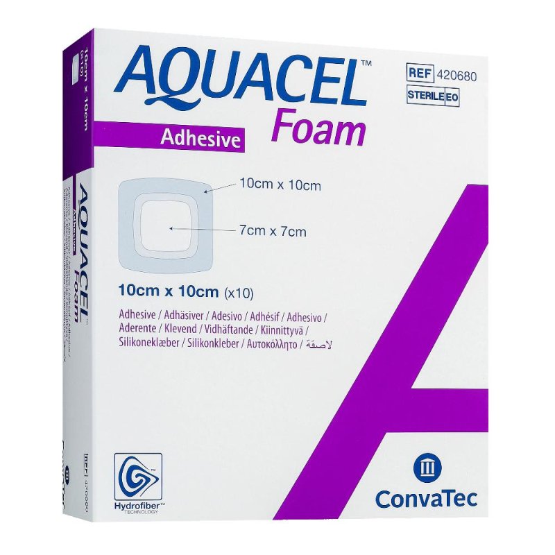 Medicazione Hydrofiber Sterile Adesiva In Schiuma Assorbente 10x10 10 Pezzi Medicazione Hydrofiber Sterile Adesiva In Schiuma Assorbente 10x10 10 Pezzi