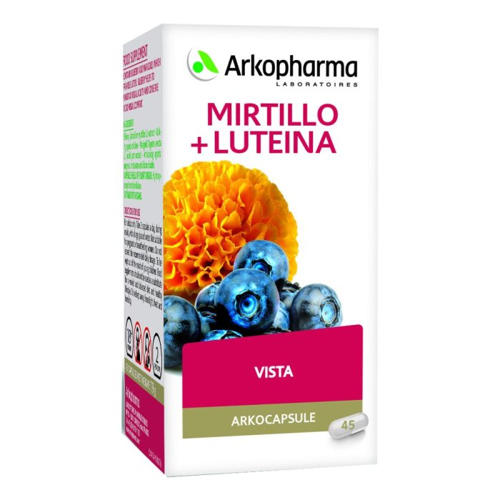 Arkocapsule Mirtillo + Luteina Integratore per la Circolazione e la Vista 45 Capsule Arkocapsule Mirtillo + Luteina Integratore per la Circolazione e la Vista 45 Capsule