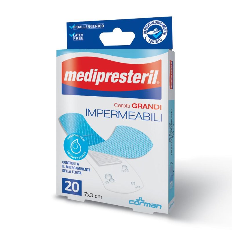 Medipresteril Cerotti Impermeabili Misura Grande 7x3 cm 20 Pezzi Medipresteril Cerotti Impermeabili Misura Grande 7x3 cm 20 Pezzi