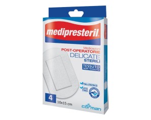 Corman Medicazione Medipresteril Post Operatoria Delicata 10x15 4 Pezzi