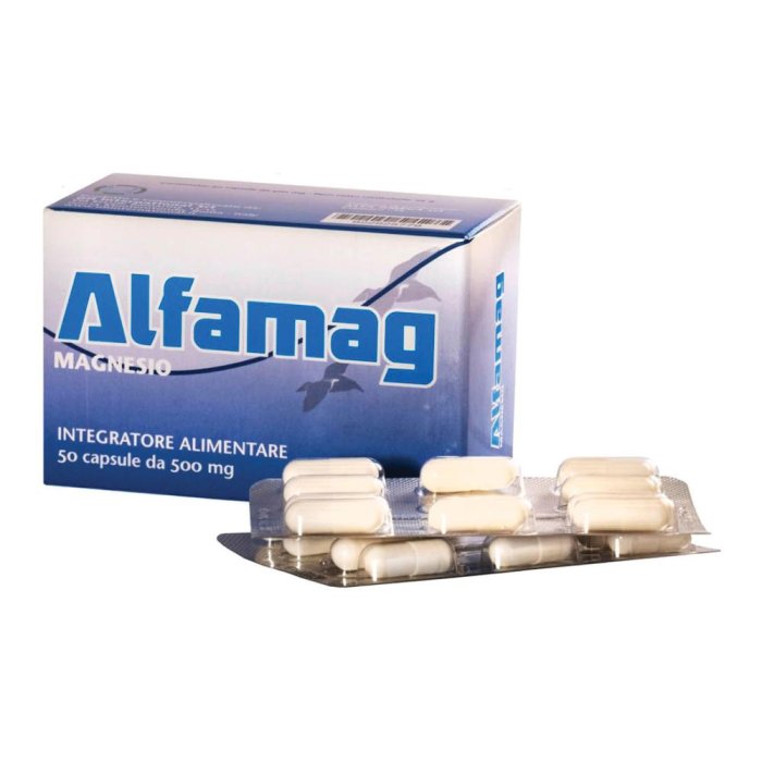 Alfamag Integratore di Magnesio 50 Capsule – Supporto per Sistema Nervoso, Muscolare e Riduzione Stanchezza Alfamag Integratore di Magnesio 50 Capsule – Supporto per Sistema Nervoso, Muscolare e Riduzione Stanchezza